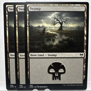 3x Magic The Gathering Swamp Kaldheim 396 Basic Land Piotr Dura MTG Regular